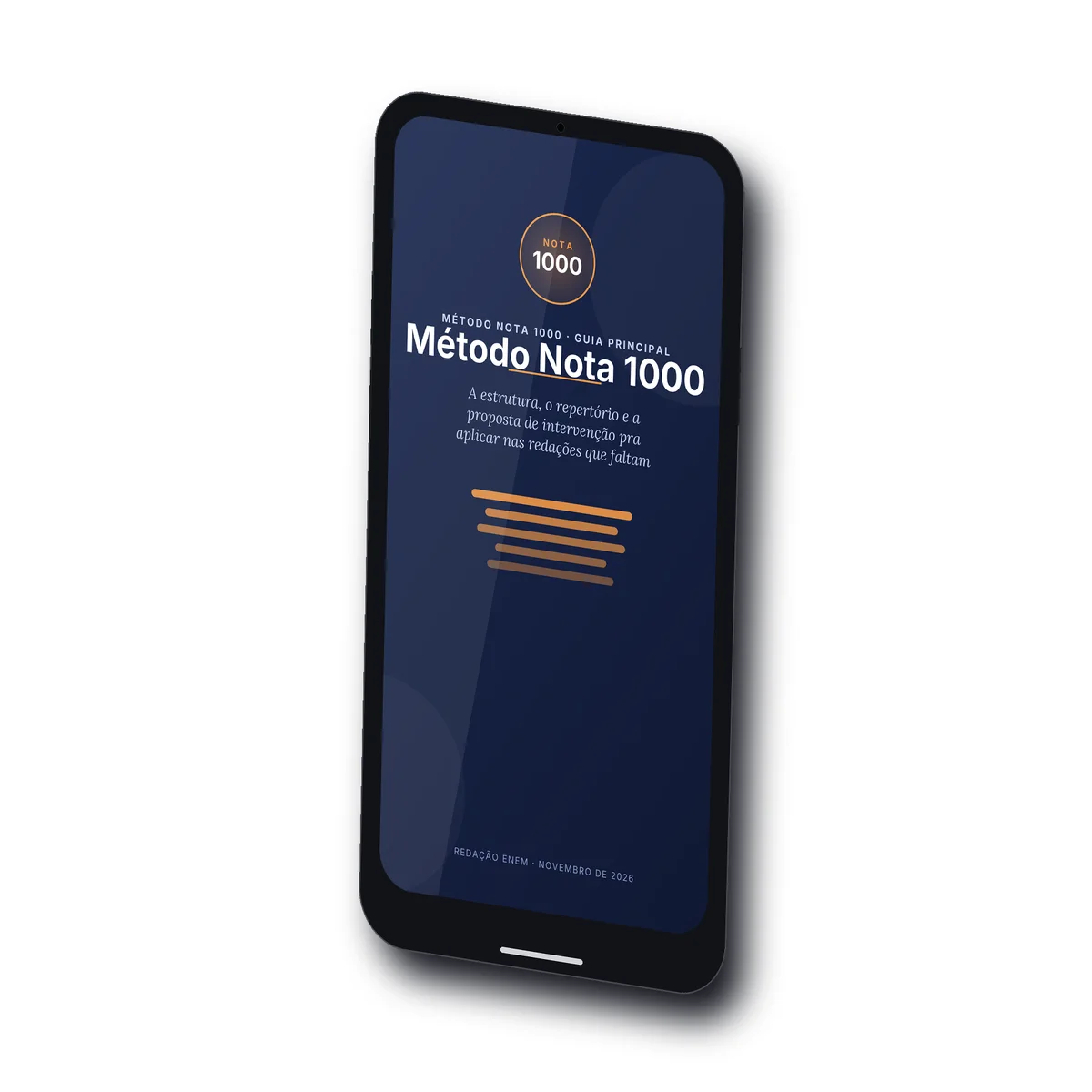 Mockup do corretor do Método Nota 1000 num celular.